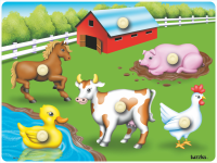 Farm Peg Puzzle with Horse Pig Hen Cow Duck and Barn
